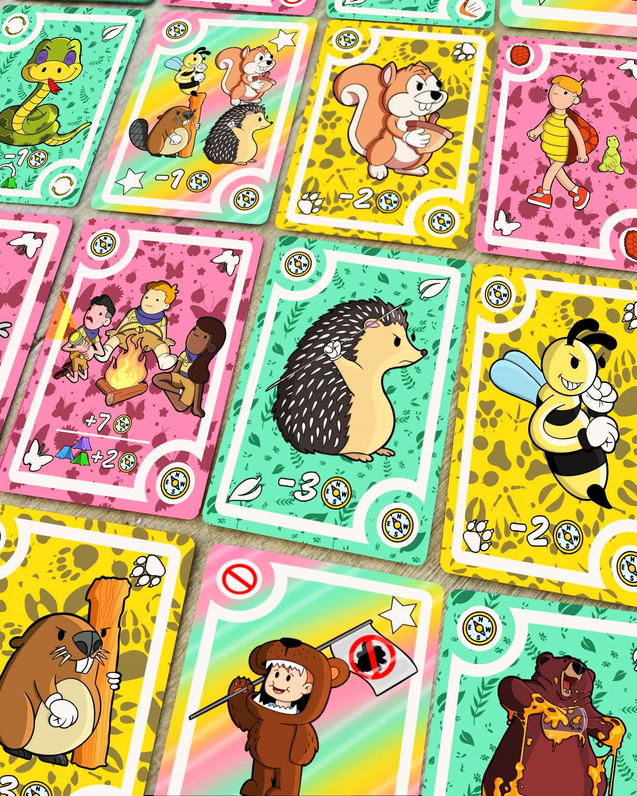 Cartas de Yippee Ki Yay de los cuatro colores